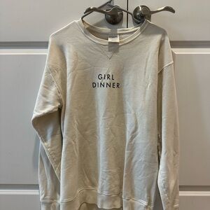 Girl Tribe: Gildan Cream Sweatshirt with 'GIRL DINNER' Chest Text